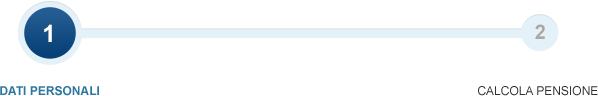 Simulatore Previdenziale Step 1 (corrente) - Dati Personali, Step 2 (successivo) - Calcola Pensione